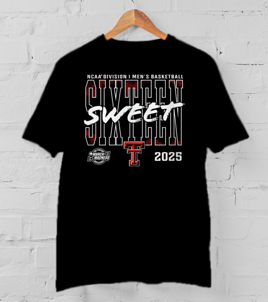 NCAA Division I Men's Basketball Sweet Sixteen 2025 Texas Tech Red Raiders March Madness T-Shirt