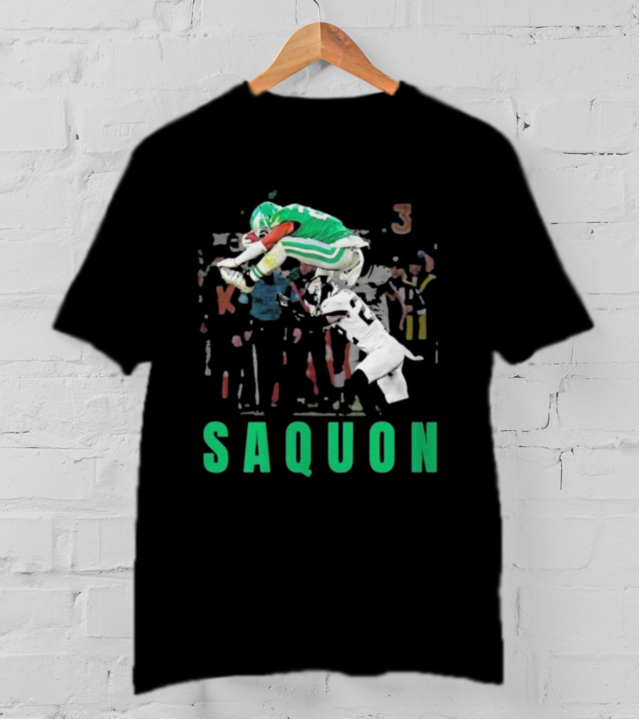 Saquon Reverse Hurdle Eagles Football Action T-Shirt