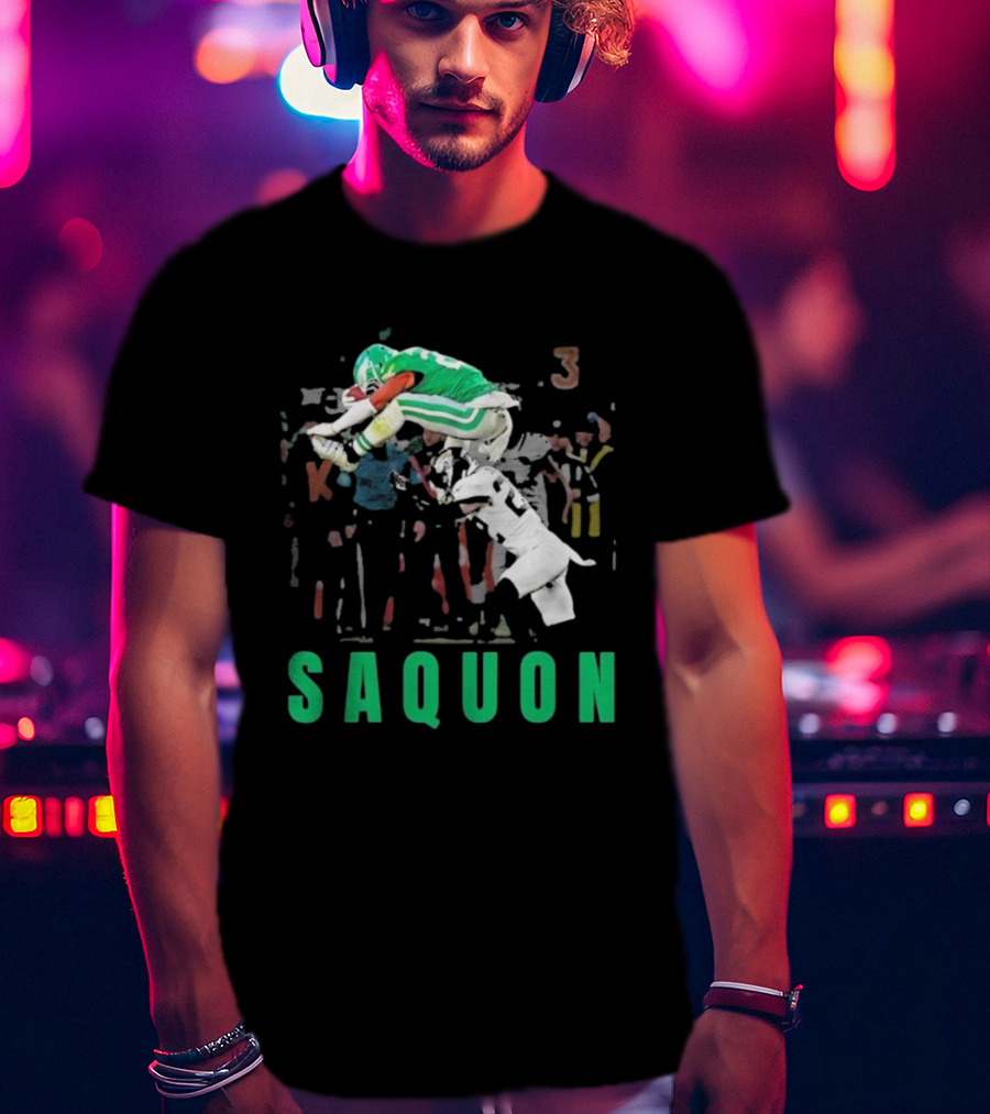 Saquon Reverse Hurdle Eagles Football Action T-Shirt