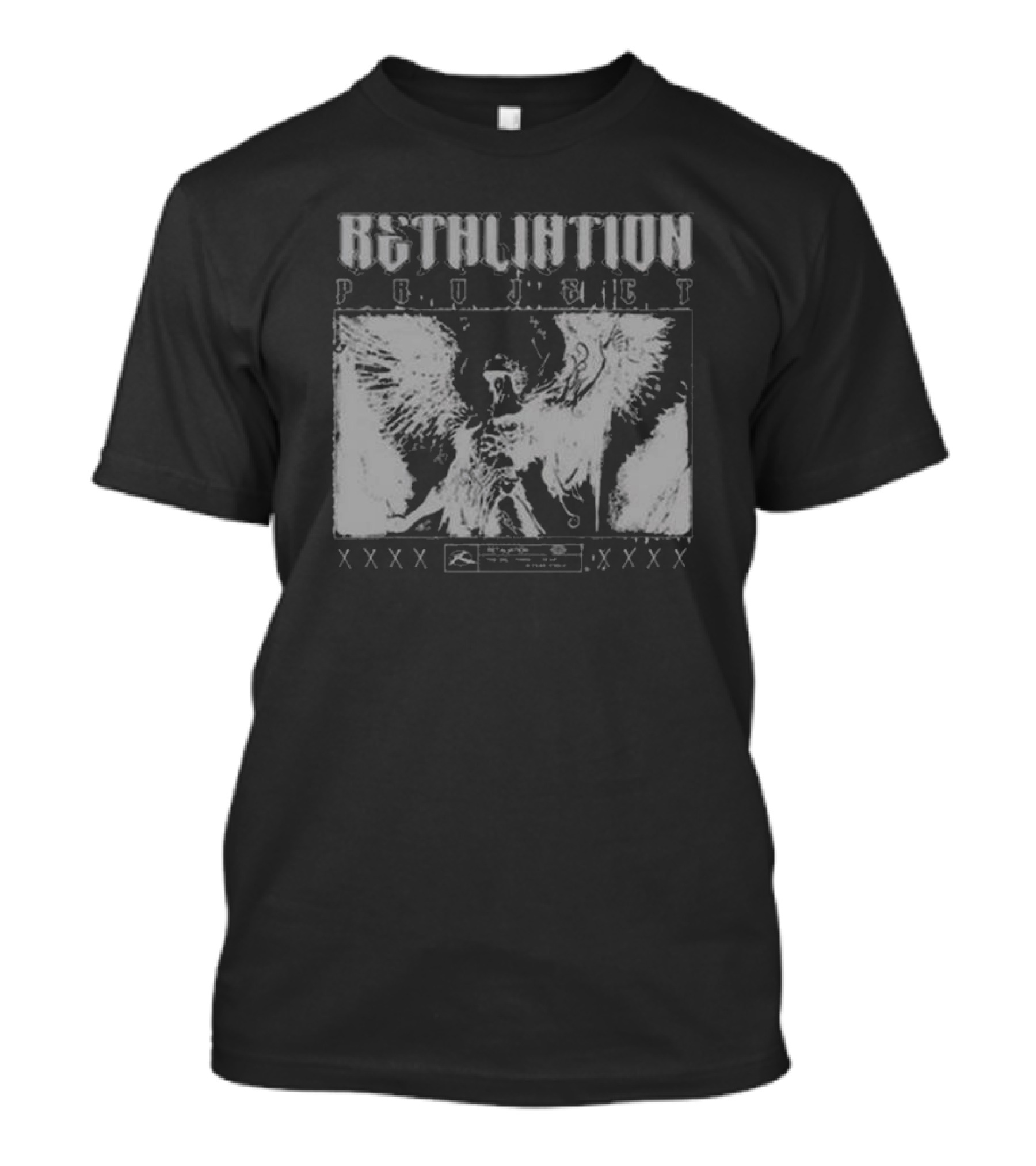 Absolution Project Winged Figure Skull Motif XXXX Fear Retaliation T-Shirt