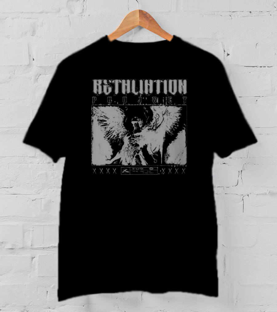 Absolution Project Winged Figure Skull Motif XXXX Fear Retaliation T-Shirt