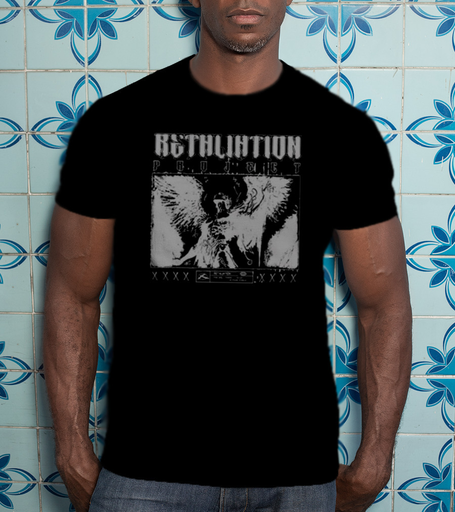 Absolution Project Winged Figure Skull Motif XXXX Fear Retaliation T-Shirt