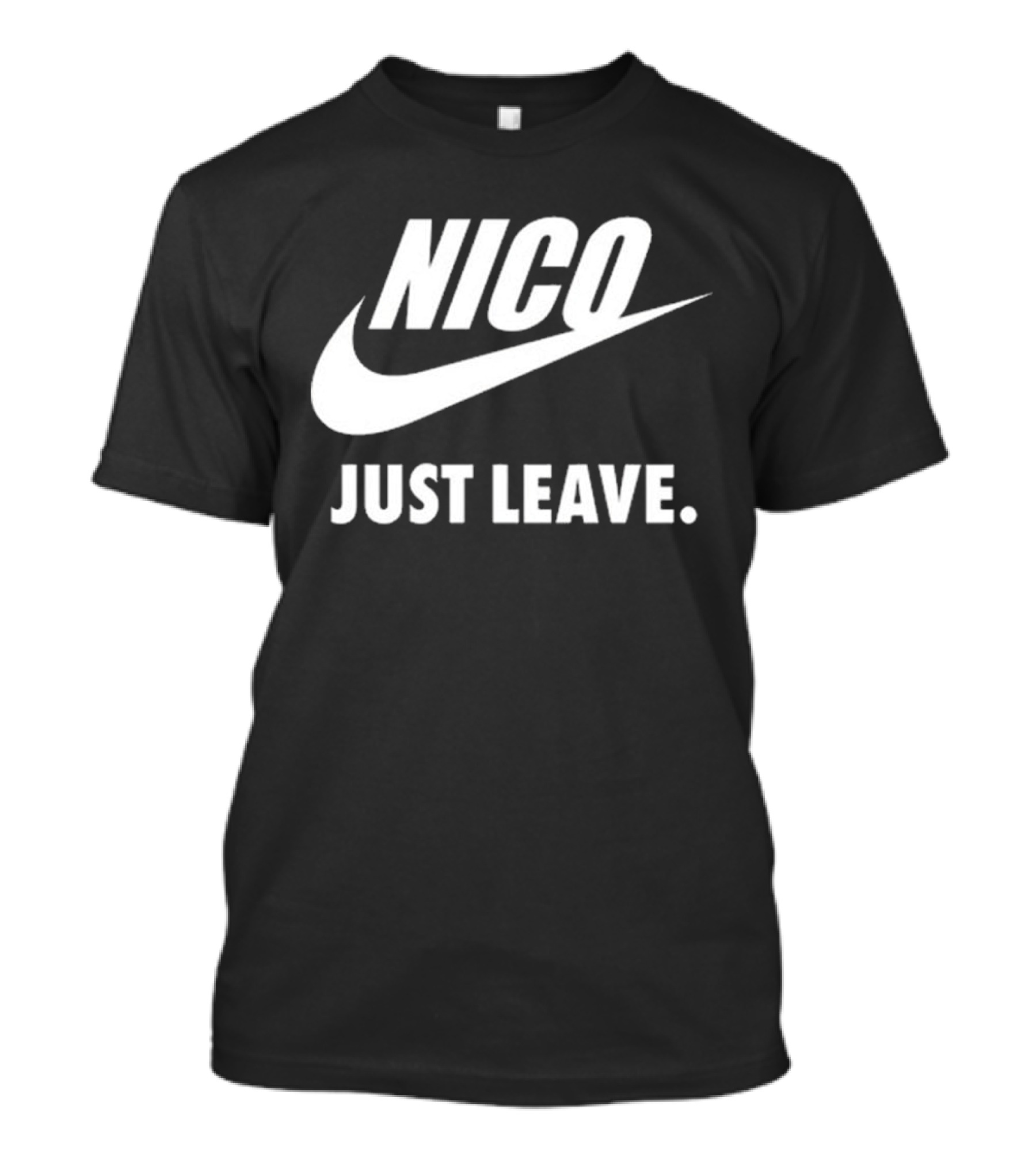 Nico Just Leave Swoosh Parody T-Shirt