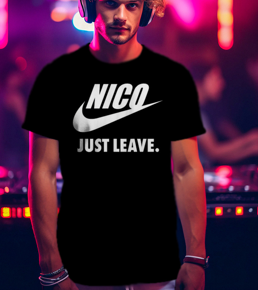 Nico Just Leave Swoosh Parody T-Shirt