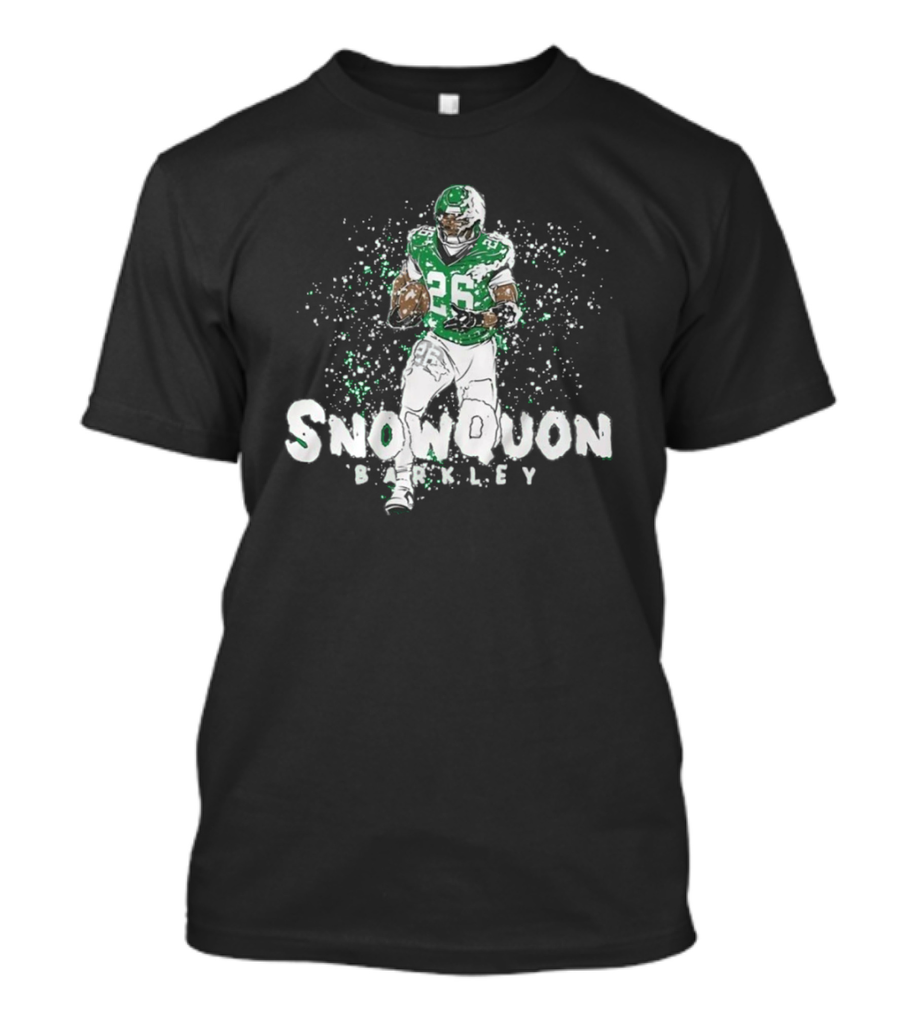 Snowquon Barkley 26 Football Player In Green And White Snow Effect T-Shirt