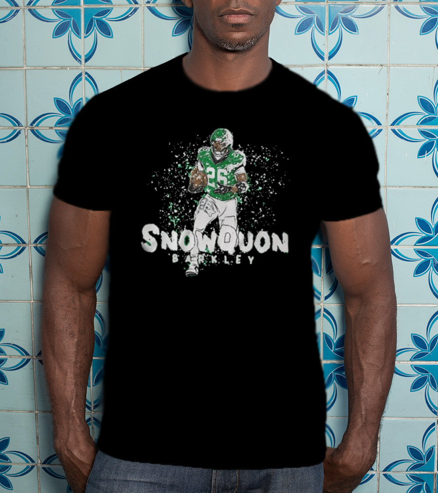 Snowquon Barkley 26 Football Player In Green And White Snow Effect T-Shirt