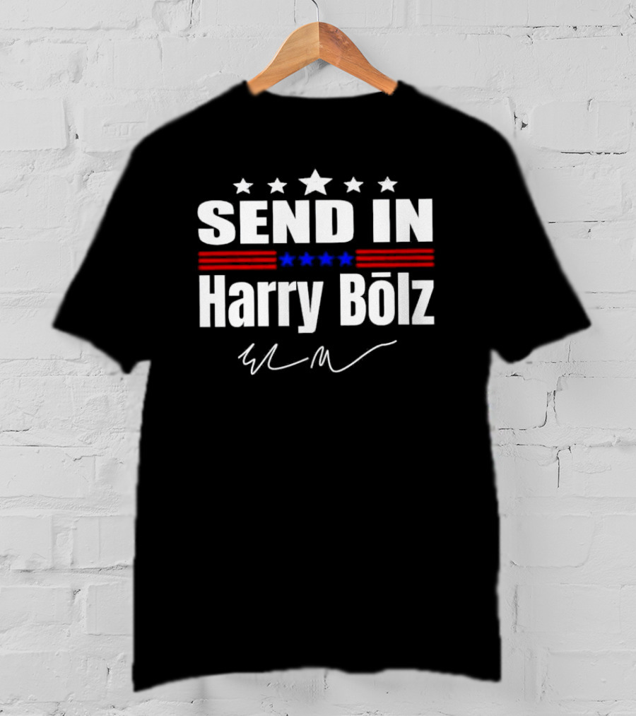 Send In Harry Bölz Signature USA Stripes Flags Stars T-Shirt