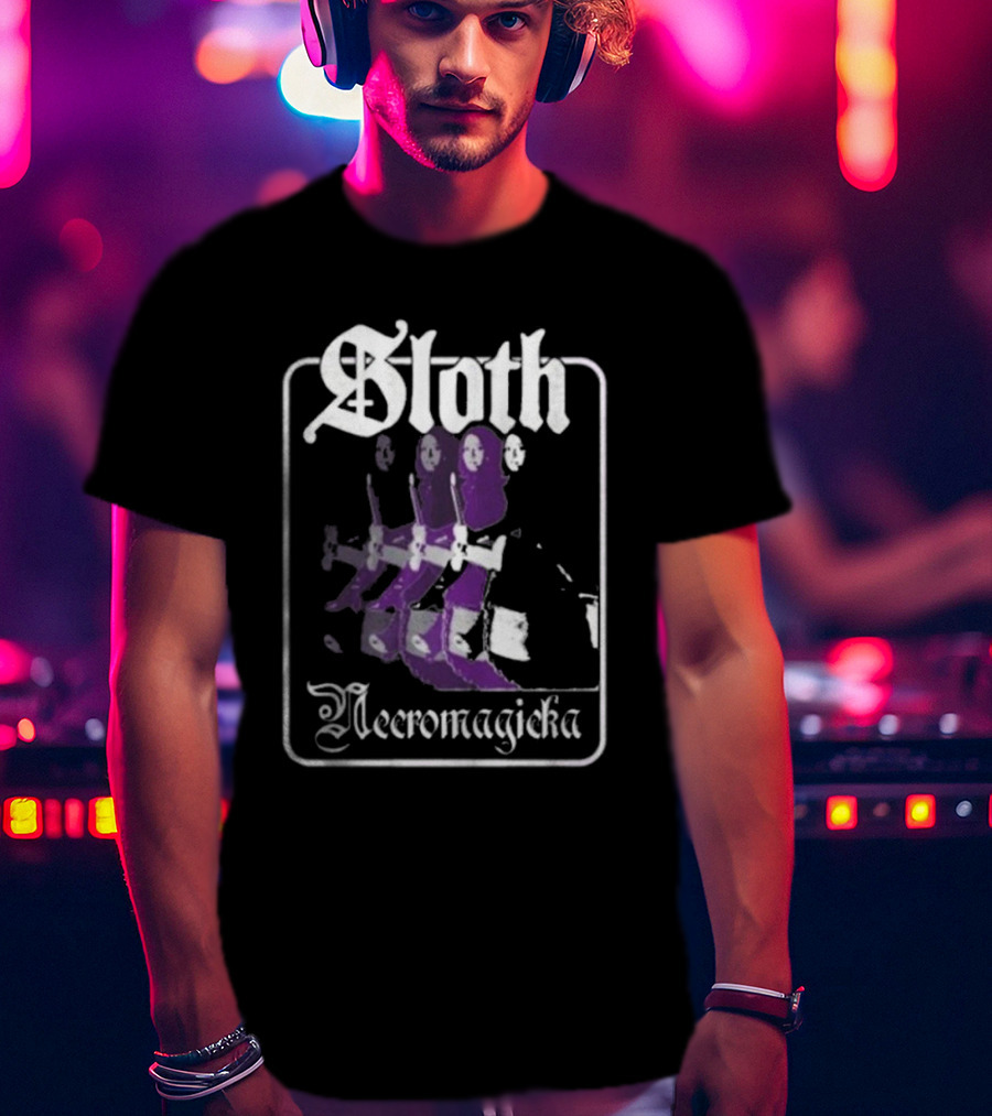 Sloth Necromagicka Gothic Cartoon Duel Swordsman Art T-Shirt