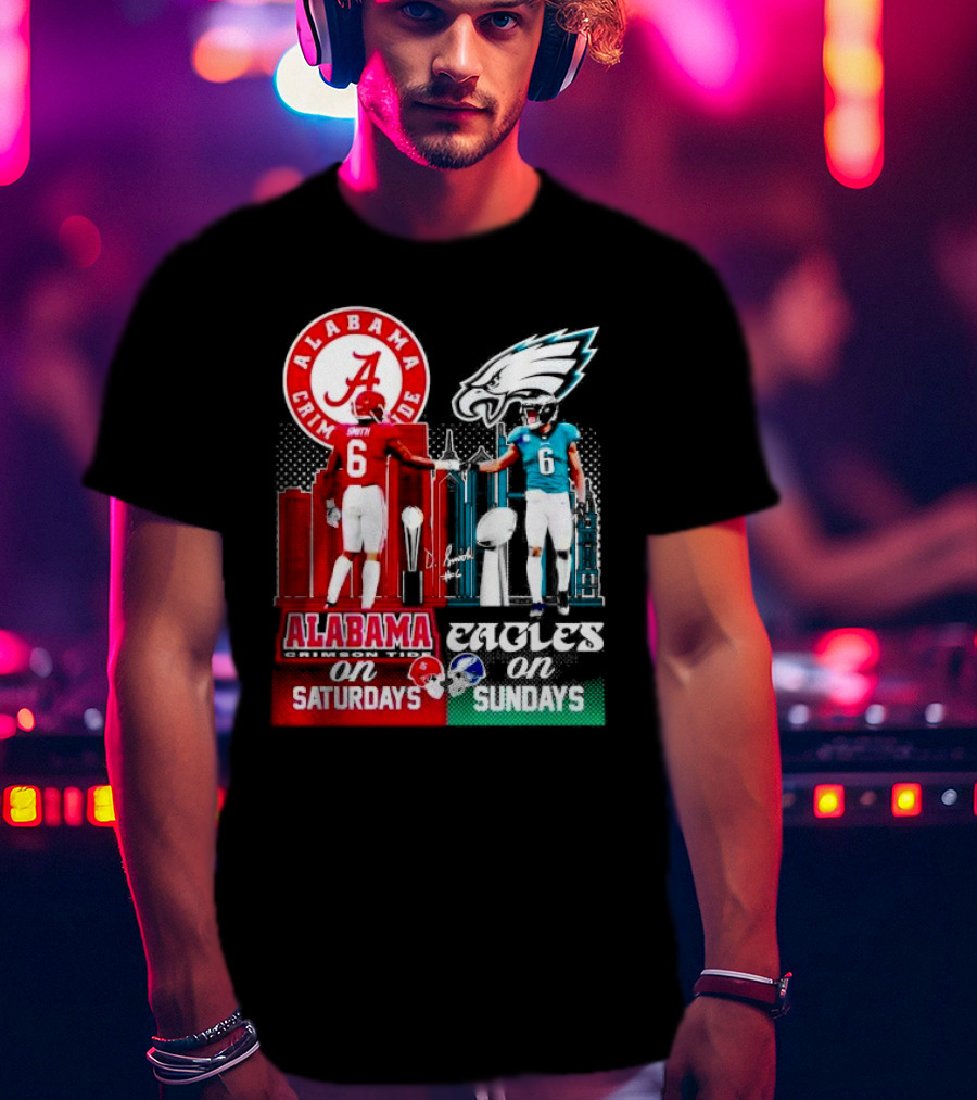 Alabama Crimson Tide Saturdays And Philadelphia Eagles Sundays Smith T-Shirt