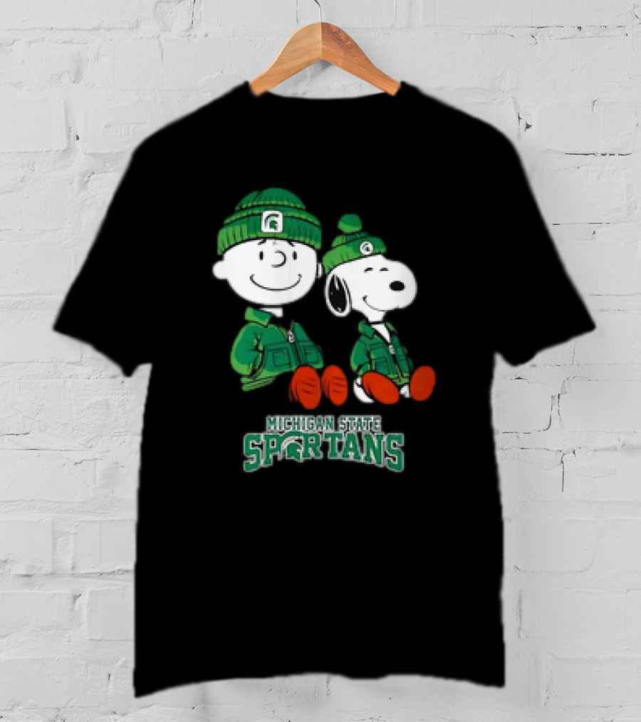 Snoopy And Charlie Brown Michigan State Spartans Green Apparel T-Shirt