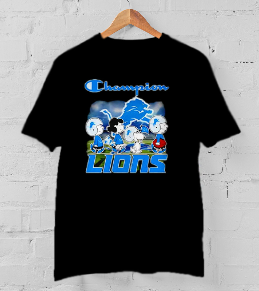 Champion Lions Snoopy Charlie Brown And Friends Detroit T-Shirt