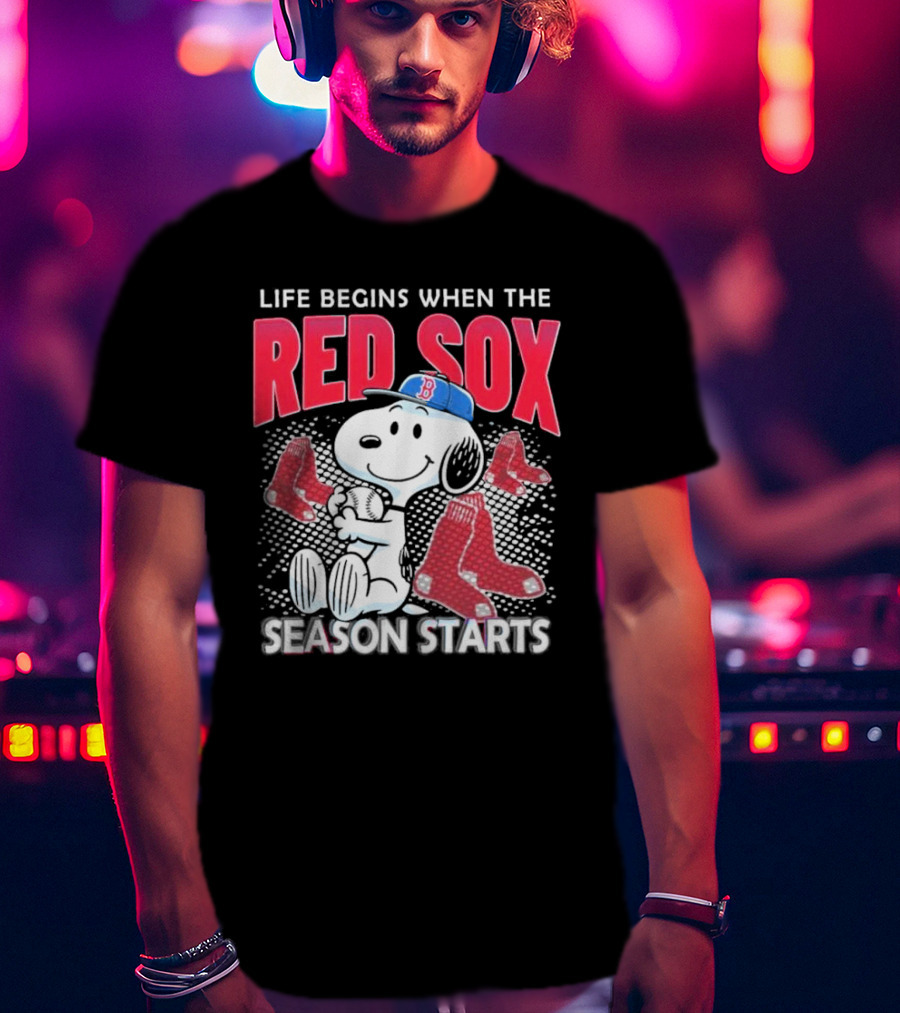 Snoopy Life Begins When The Red Sox Season Starts T-Shirt