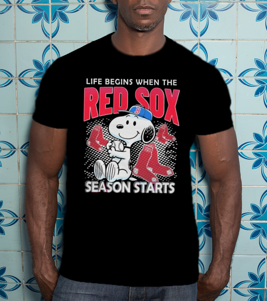 Snoopy Life Begins When The Red Sox Season Starts T-Shirt