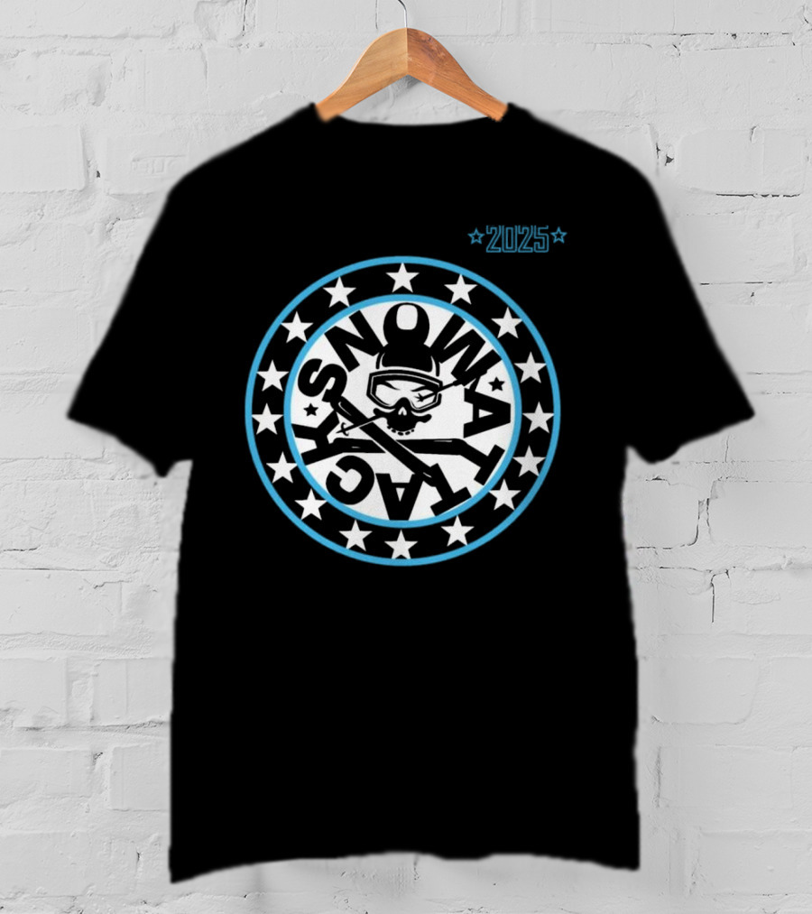 Snowattack Festival 2025 Skull Goggles And Crossed Skis Star Circle T-Shirt