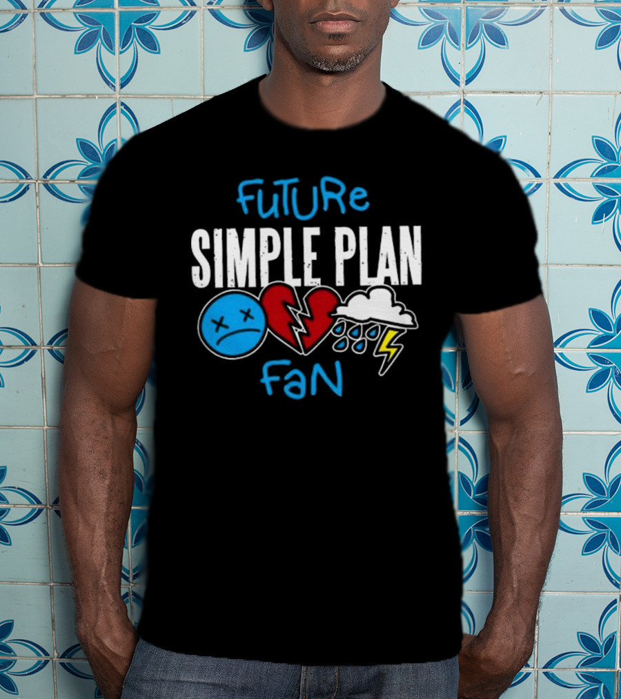 Future Simple Plan Fan With Emojis Of Heart And Lightning Cloud T-Shirt