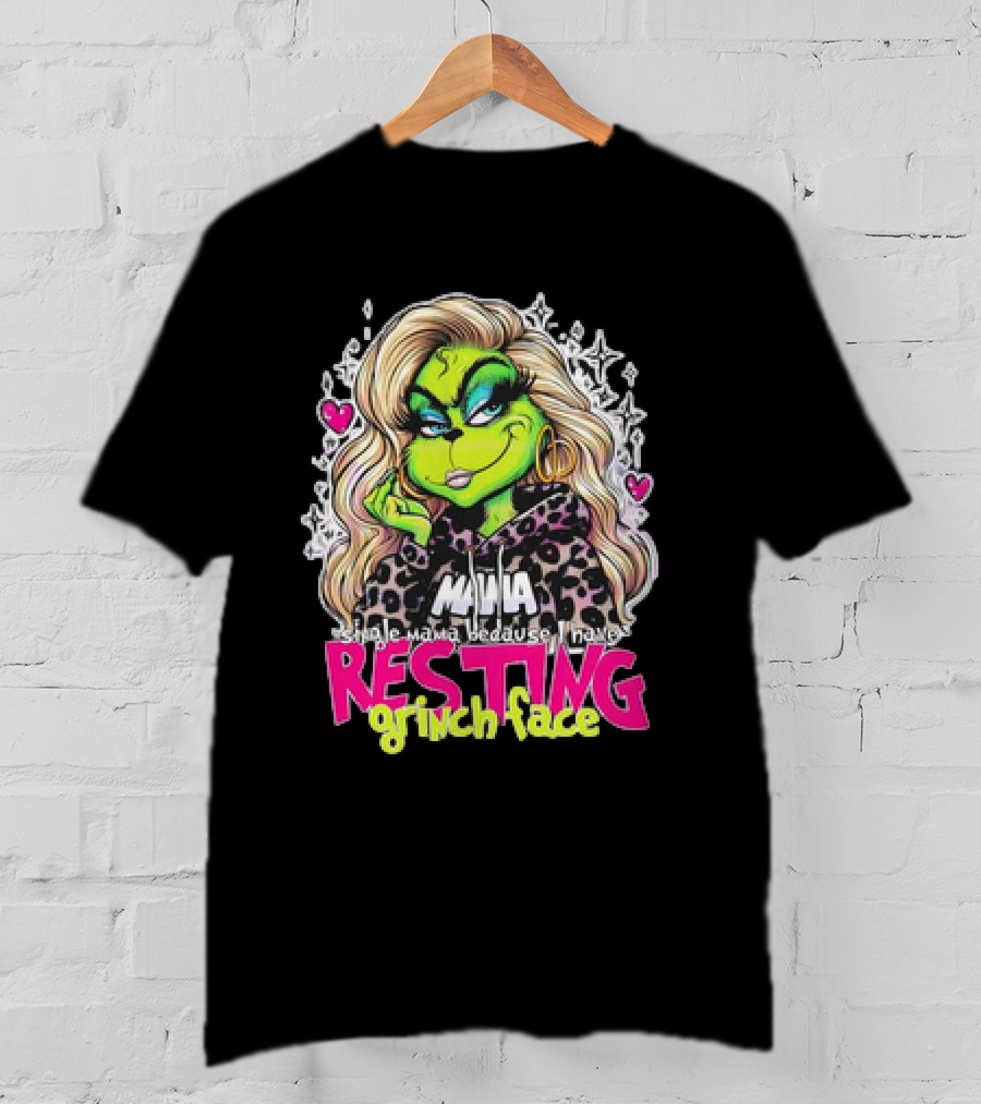 Single Mama Resting Grinch Face With Blonde Hair And Hearts T-Shirt