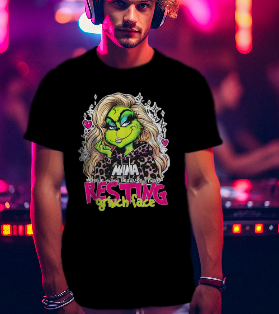 Single Mama Resting Grinch Face With Blonde Hair And Hearts T-Shirt