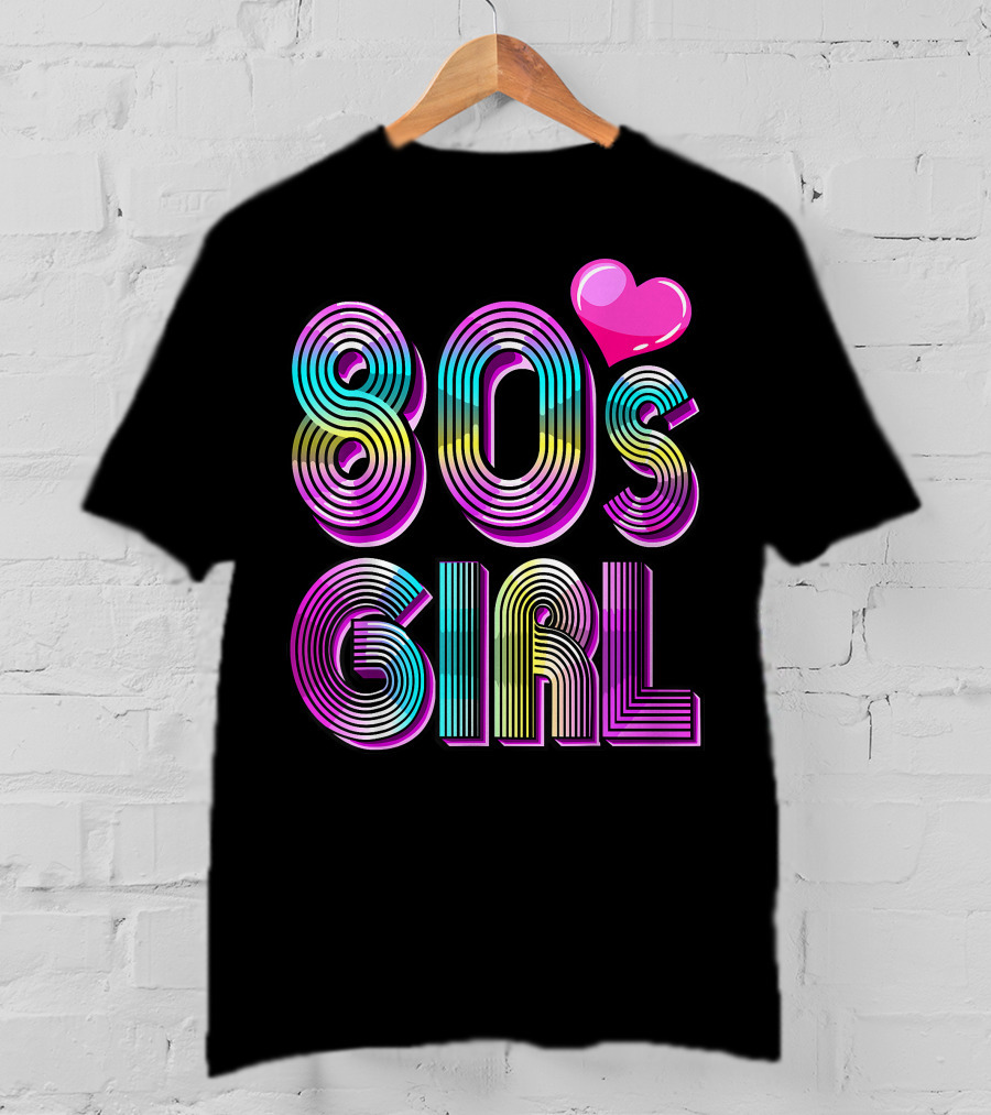 80's Girl Birthday Party Costume Vintage Heart Design Women T-Shirt
