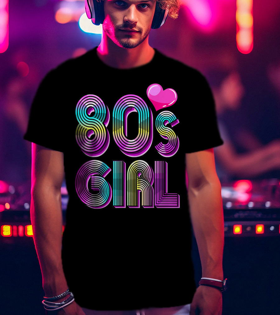 80's Girl Birthday Party Costume Vintage Heart Design Women T-Shirt