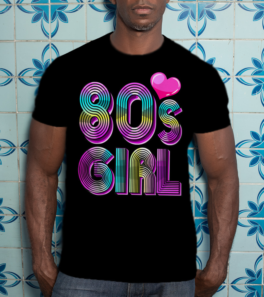 80's Girl Birthday Party Costume Vintage Heart Design Women T-Shirt