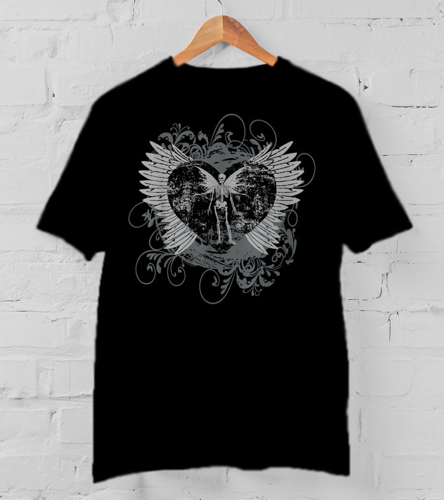 Aesthetic Y2k Fairy Wings Skeleton Heart Grunge T-Shirt