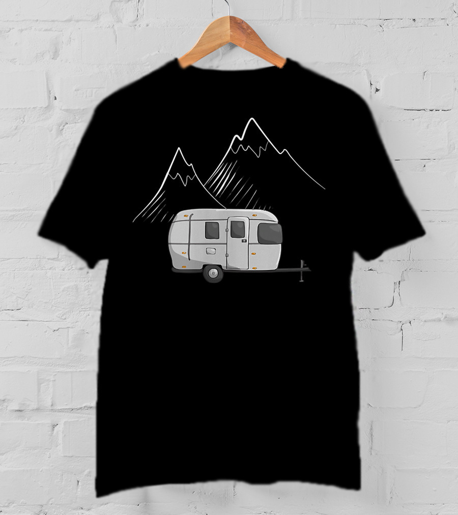 Airstream Camping Trailer With Mountain Outline T-Shirt
