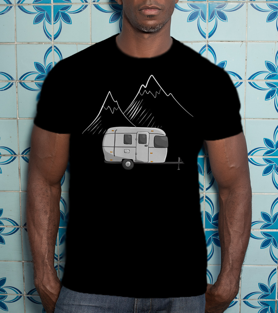 Airstream Camping Trailer With Mountain Outline T-Shirt