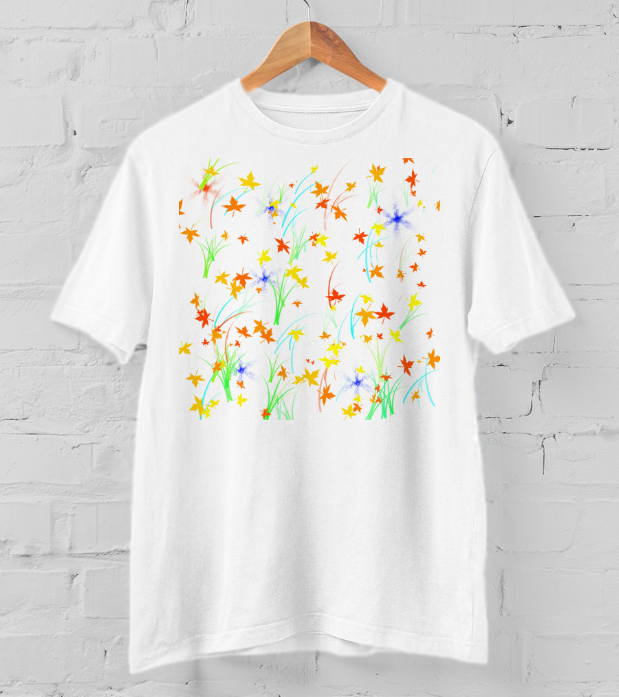 M #019 Colorful Autumn Leaves And Grass T-Shirt