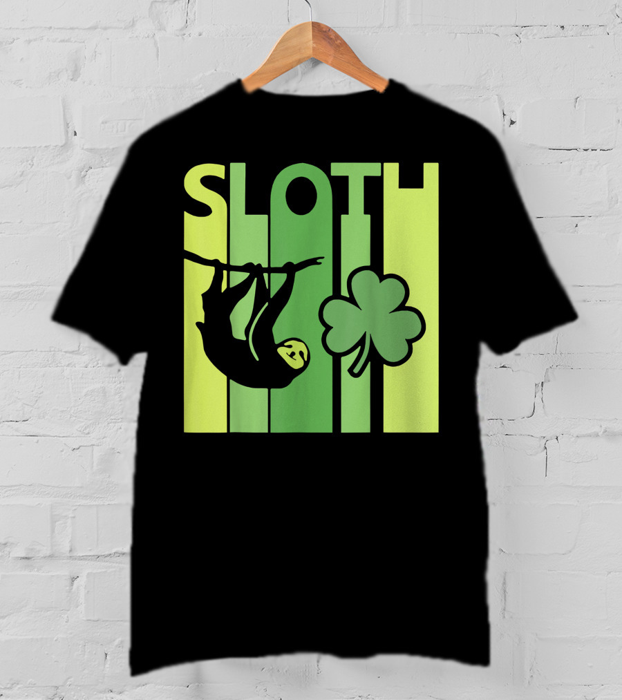 Lucky Sloth Hanging Irish Vintage Shamrock St Patrick's Day T-Shirt