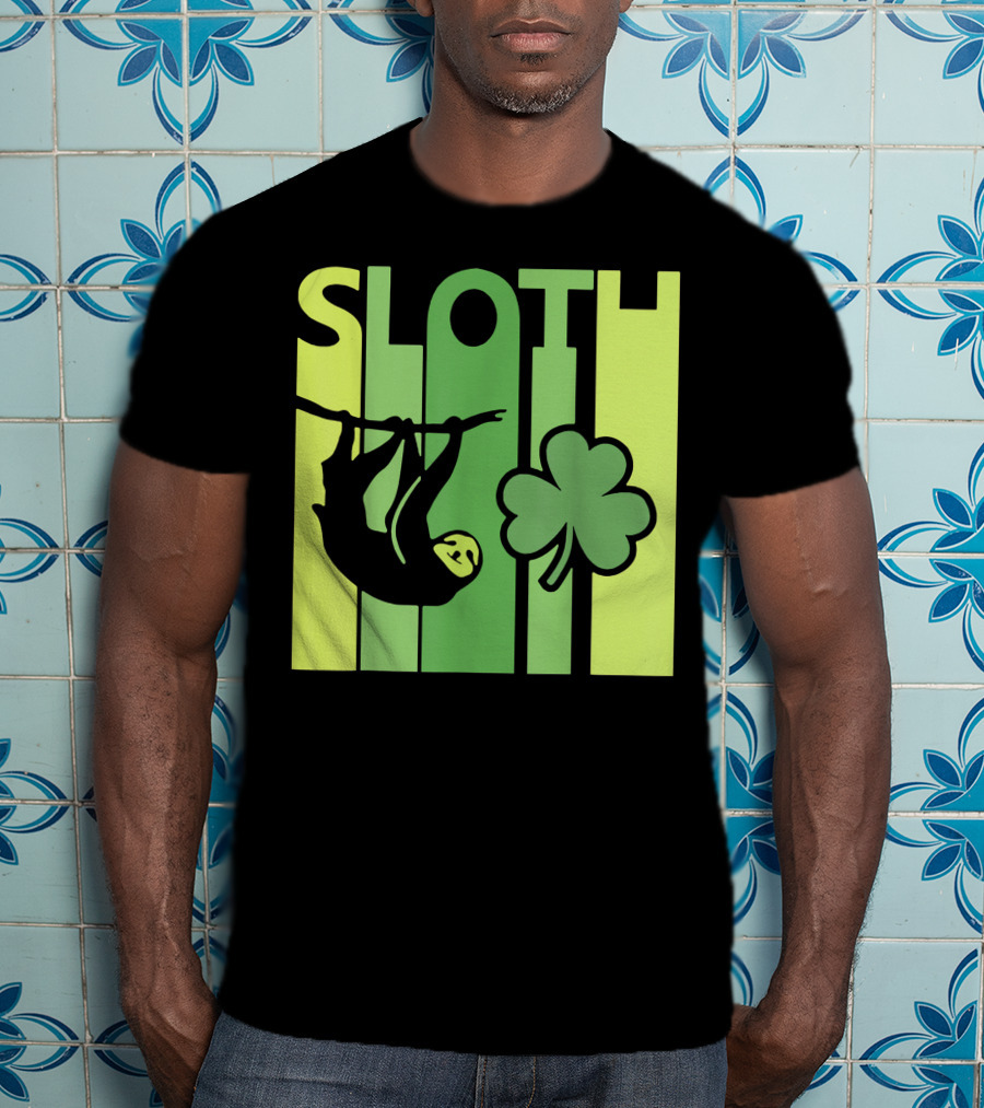 Lucky Sloth Hanging Irish Vintage Shamrock St Patrick's Day T-Shirt