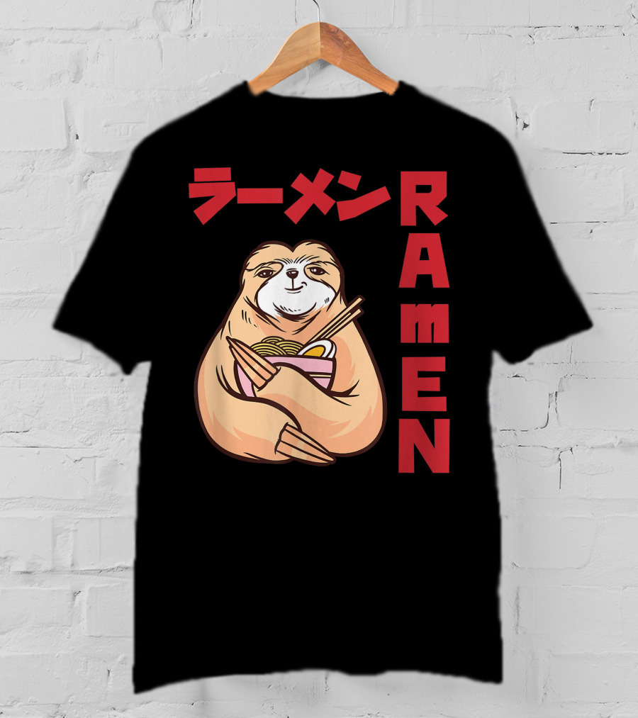 Kawaii Ramen Sloth Anime Noodles Japanese Sketching T-Shirt