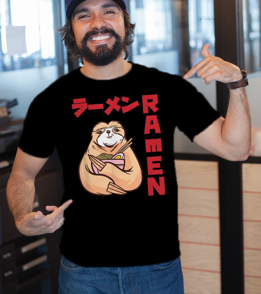Kawaii Ramen Sloth Anime Noodles Japanese Sketching T-Shirt