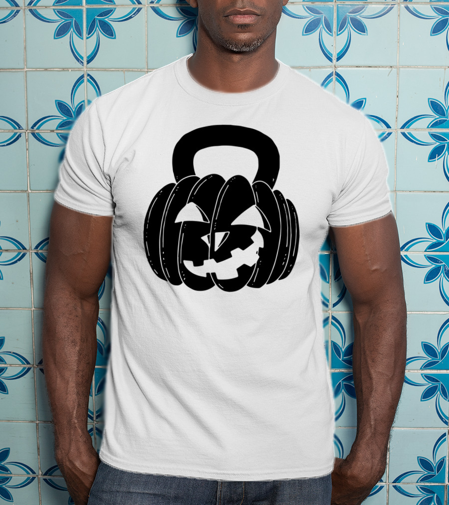 Pumpkin Halloween Kettlebell Fitness Jack-O'-Lantern T-Shirt
