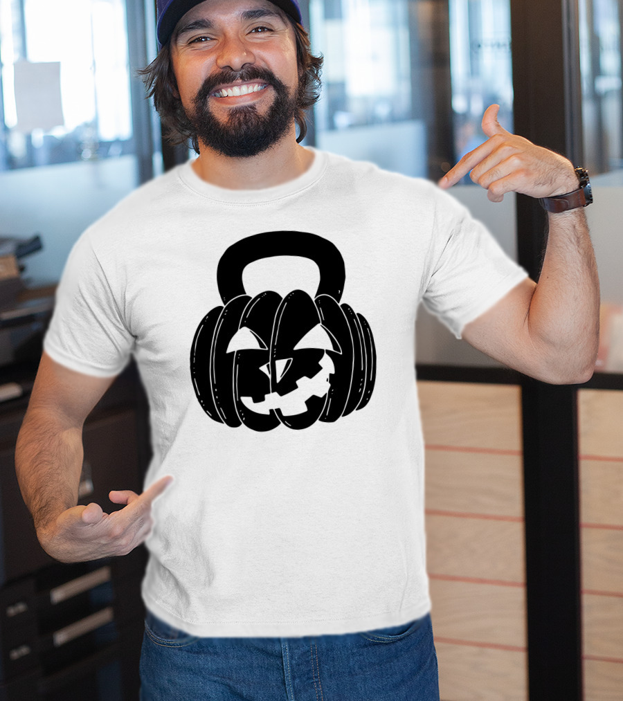 Pumpkin Halloween Kettlebell Fitness Jack-O'-Lantern T-Shirt