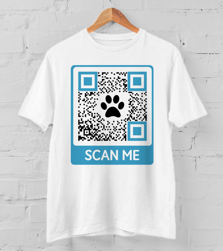 Scan Me QR Code With Dog Paw T-Shirt