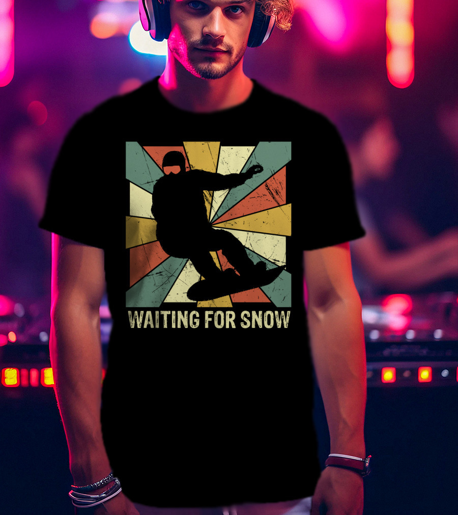 Waiting For Snow Vintage Snowboarding T-Shirt