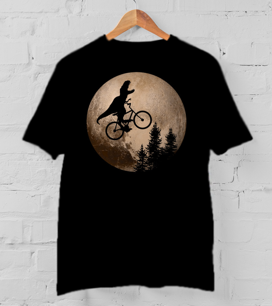 T Rex Riding A Bicycle Across Pluto T-Shirt