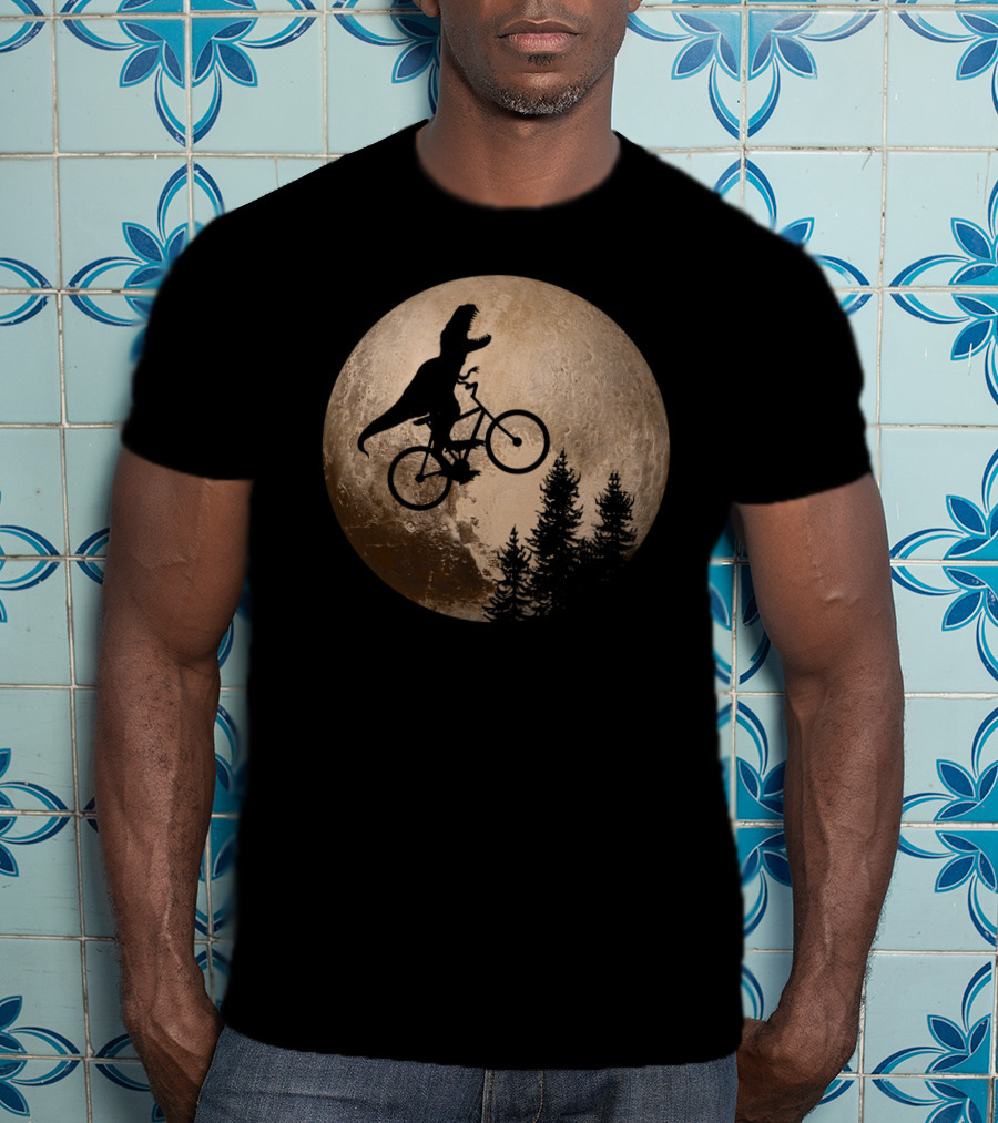 T Rex Riding A Bicycle Across Pluto T-Shirt