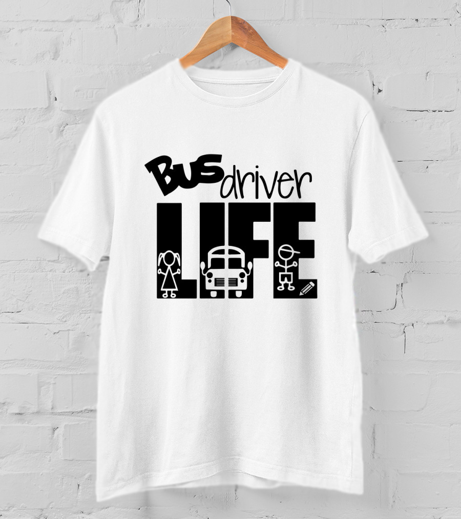 Bus Driver Life With Kids And School Bus Elements T-Shirt