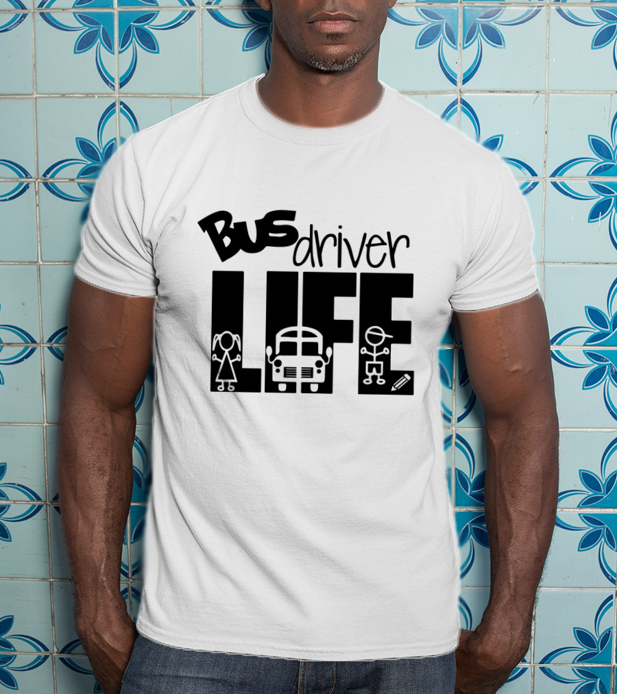 Bus Driver Life With Kids And School Bus Elements T-Shirt