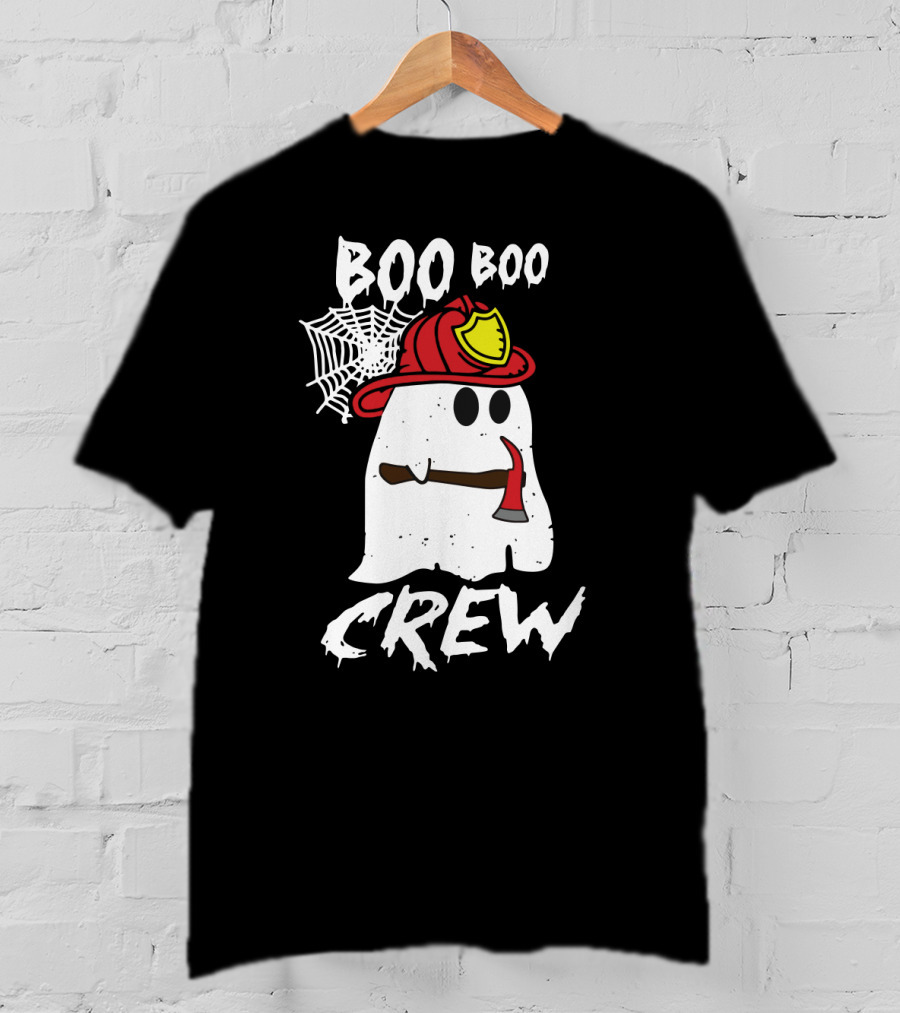 Boo Boo Firefighter Crew Ghost With Axe And Helmet T-Shirt