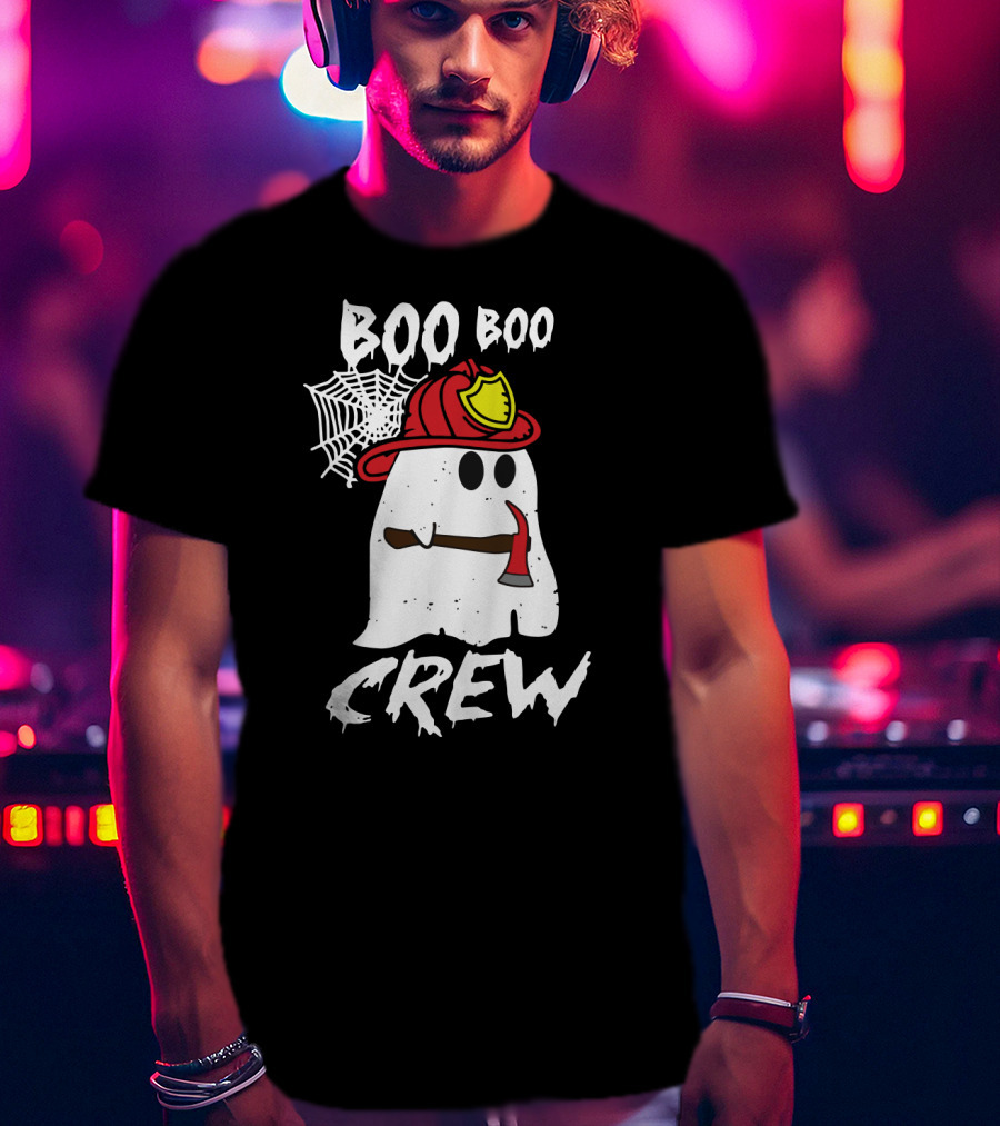 Boo Boo Firefighter Crew Ghost With Axe And Helmet T-Shirt