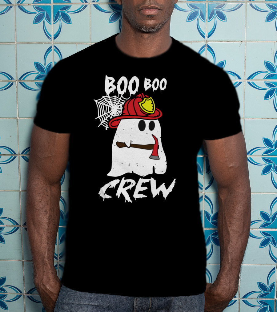 Boo Boo Firefighter Crew Ghost With Axe And Helmet T-Shirt