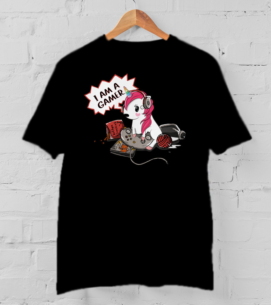 I Am A Gamer Unicorn Headset Controller Fantasy Adventure T-Shirt