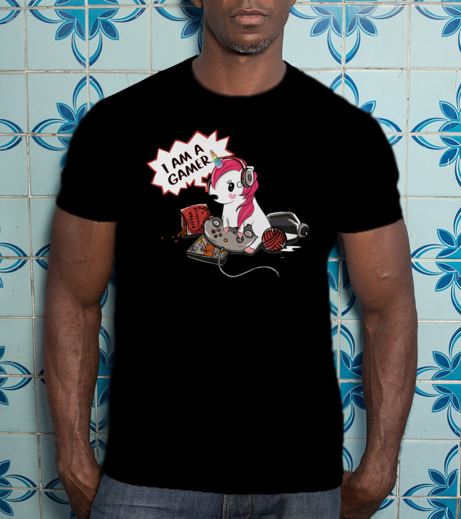 I Am A Gamer Unicorn Headset Controller Fantasy Adventure T-Shirt