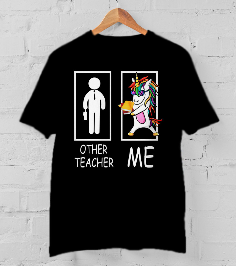 Other Teacher And Me Unicorn Flossing With Rainbow Mane T-Shirt
