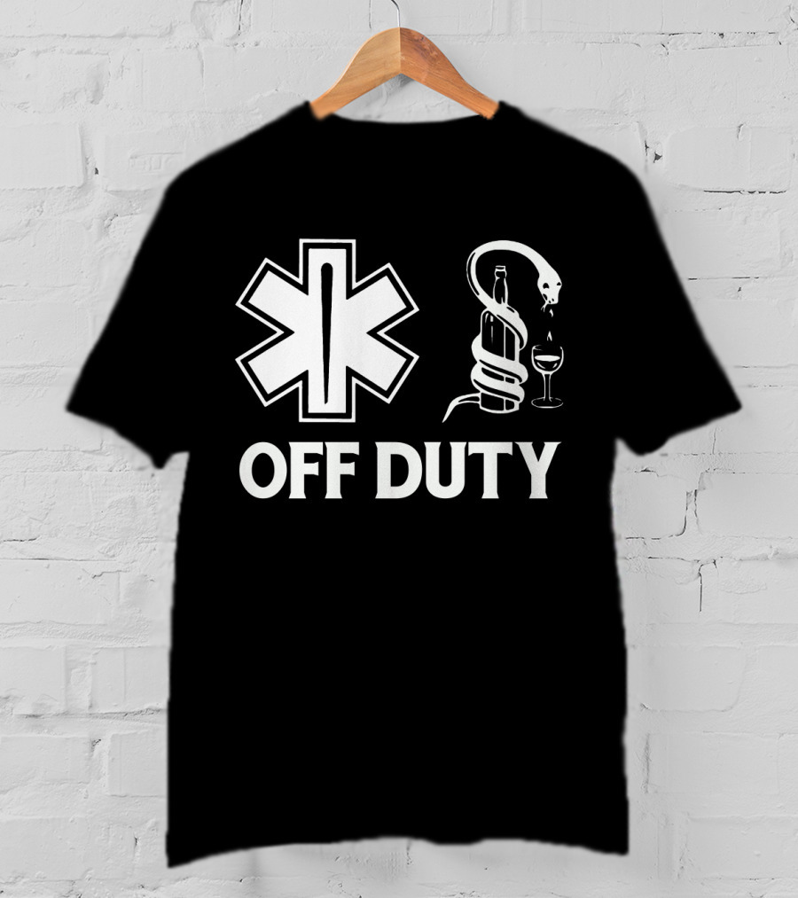 EMT Off Duty Symbol With Wine And Snake T-Shirt