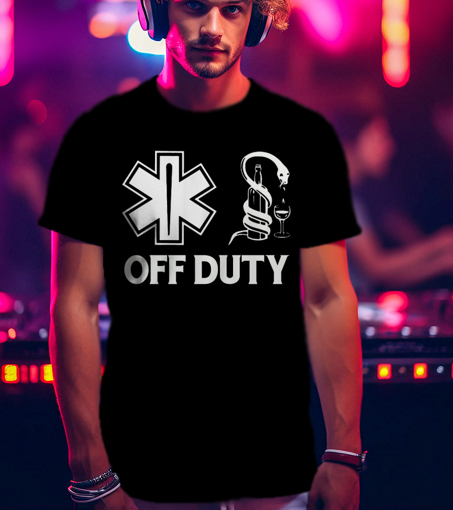 EMT Off Duty Symbol With Wine And Snake T-Shirt