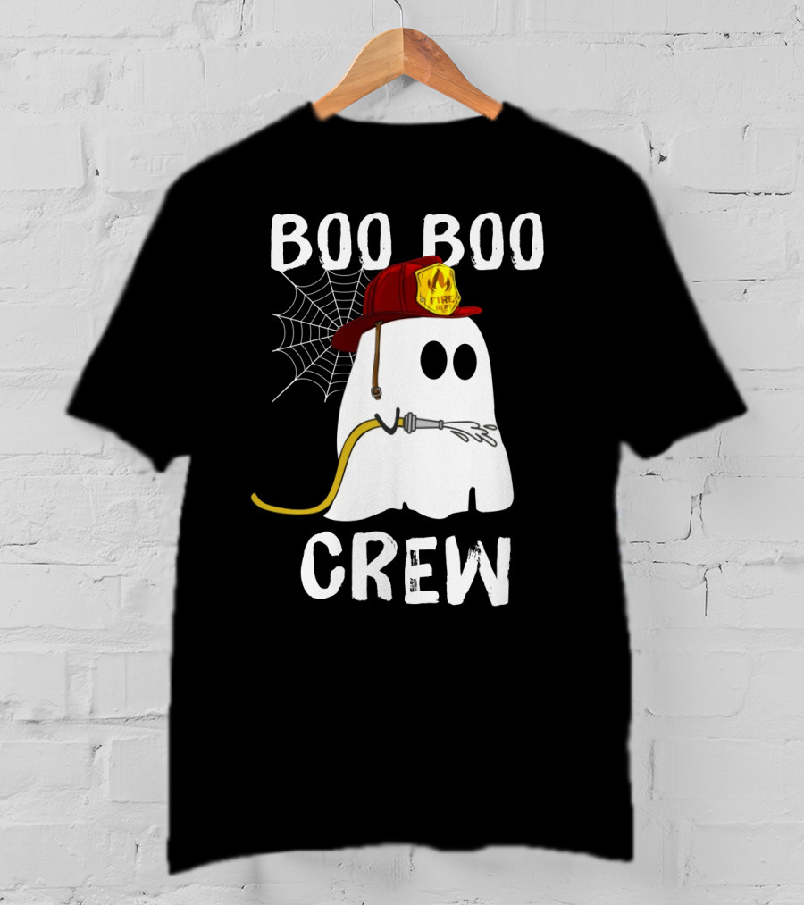 Boo Boo Crew Ghost Firefighter Web Badge T-Shirt