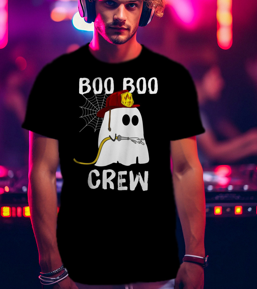 Boo Boo Crew Ghost Firefighter Web Badge T-Shirt
